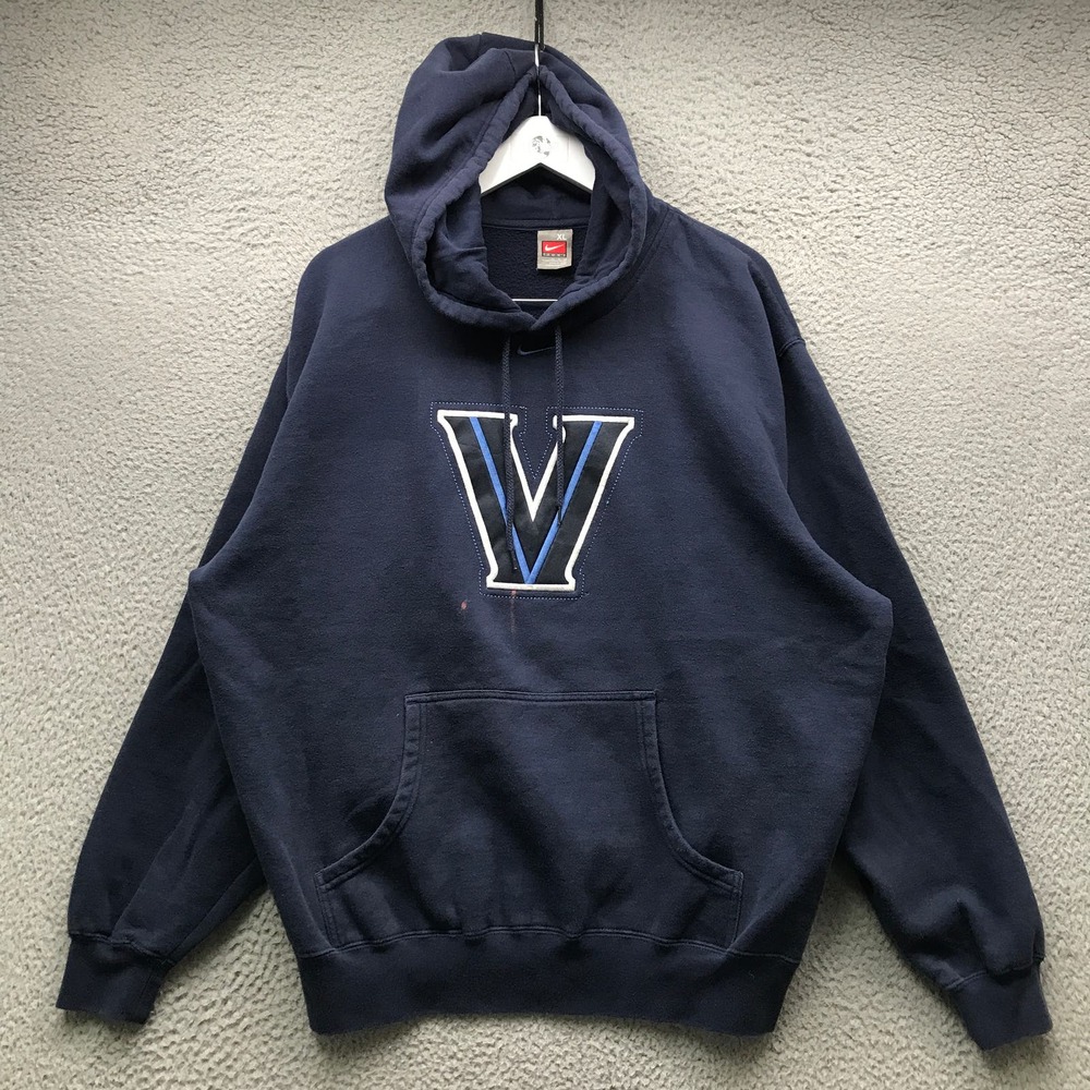 Nike Navy Blue Hoodie with White and Blue Logo